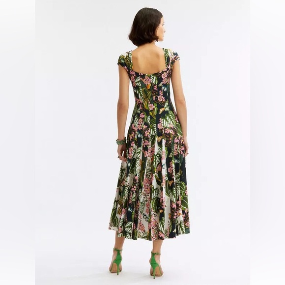 Oscar de la Renta Mixed Botanical Sleeveless Cady Inset Dress, 14 - Picture 2 of 15